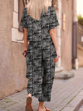 Round Neck Short Sleeve Top and Pants Set OutfitFlow